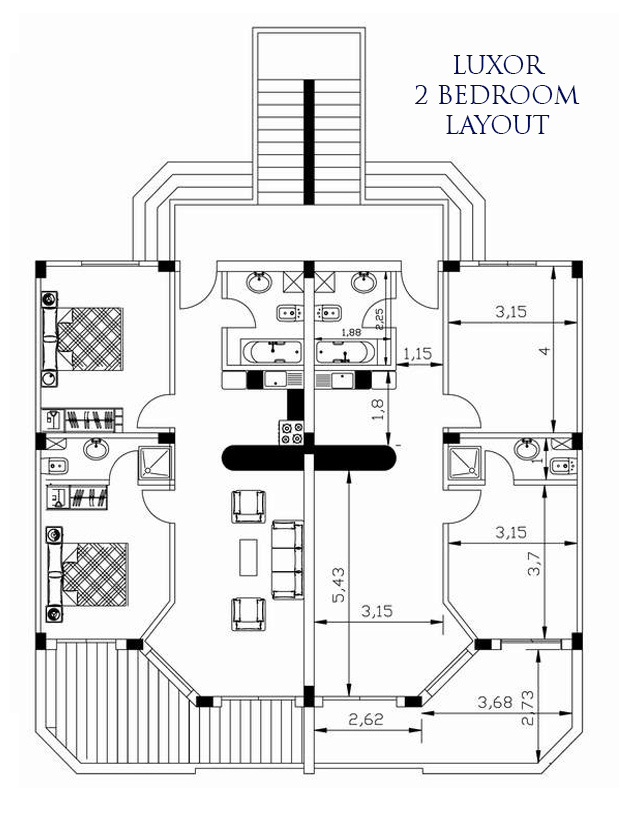 Luxor 2 bed layout